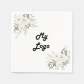 Business logo witte bloemen merkkleur servet (Voorkant)