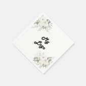 Business logo witte bloemen merkkleur servet (Hoek)