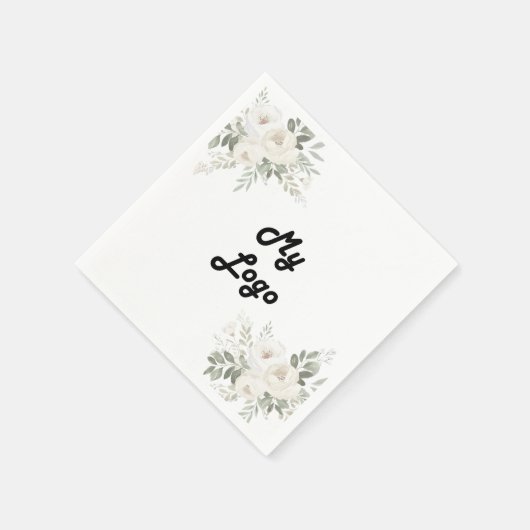 Business logo witte bloemen merkkleur servet (Hoek)