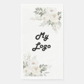 Business logo witte bloemen merkkleur servet (Voorkant)