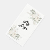 Business logo witte bloemen merkkleur servet (Hoek)