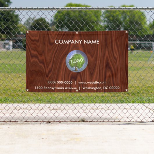 Business Logo Wood Outdoor Spandoek (Insitu)