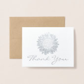Business Logo Zilverfolie Zonnebloem Dank u Folie Kaarten (Voorkant met envelop)