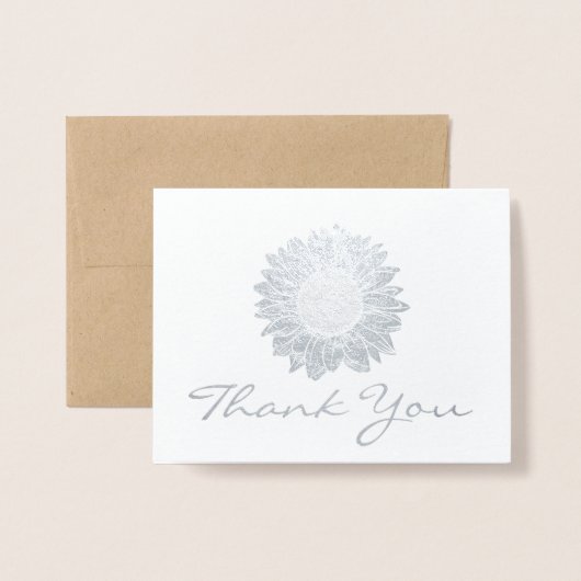 Business Logo Zilverfolie Zonnebloem Dank u Folie Kaarten (Voorkant met envelop)