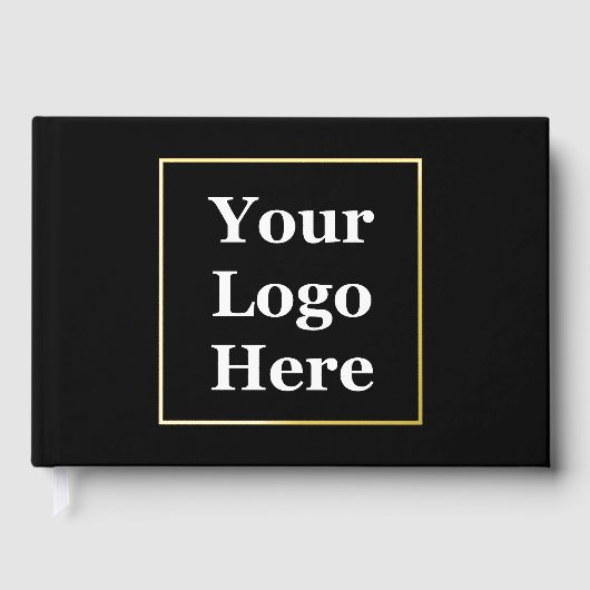 Business Logo zwart en goudfolie Sjabloon Gastenboek (Voorkant)