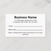 Business Logo zwart en wit verwijzen naar een vrie Aanbevelingskaartje (Achterkant)