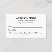 Business Logo zwart en wit verwijzen naar een vrie Aanbevelingskaartje (Achterkant)