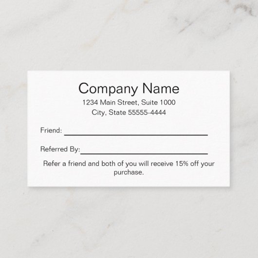 Business Logo zwart en wit verwijzen naar een vrie Aanbevelingskaartje (Achterkant)