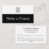 Business Logo zwart en wit verwijzen naar een vrie Aanbevelingskaartje (Voorkant / Achterkant)