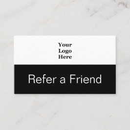 Business Logo zwart en wit verwijzen naar een vrie Aanbevelingskaartje