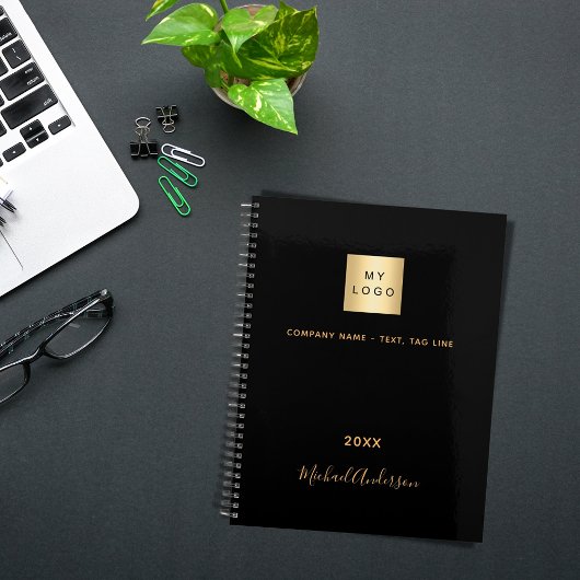 Business logo zwart gouden naam elegant 2025 planner
