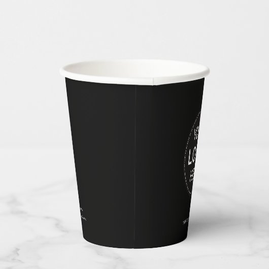 Business Logo zwart promotionele bedrijf 8oz Papieren Bekers (Rechts)