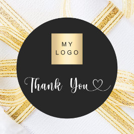 Business logo zwart wit dank u ronde sticker