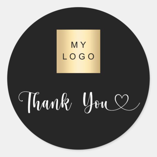 Business logo zwart wit dank u ronde sticker (Voorkant)
