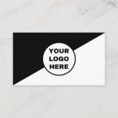 Business Logo zwart-wit diagonaal minimalistisch Visitekaartje (Voorkant)