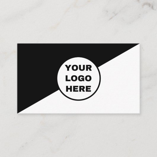 Business Logo zwart-wit diagonaal minimalistisch Visitekaartje (Voorkant)