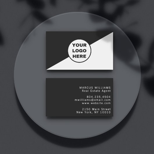 Business Logo zwart-wit diagonaal minimalistisch Visitekaartje