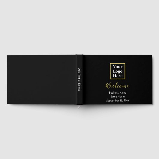 Business Logo Zwart Wit en Goud Script Welkom Gastenboek (Volledig)
