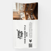 Business Logo Zwart-wit Moderne QR Code Foto Spandoek (Verticaal)