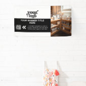 Business Logo Zwart-wit Moderne QR Code Foto Spandoek (Insitu)