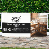 Business Logo Zwart-wit Moderne QR Code Foto Spandoek