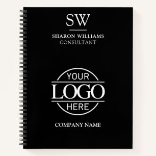 Business Logo zwart-wit monogram Initiaal Notitieboek