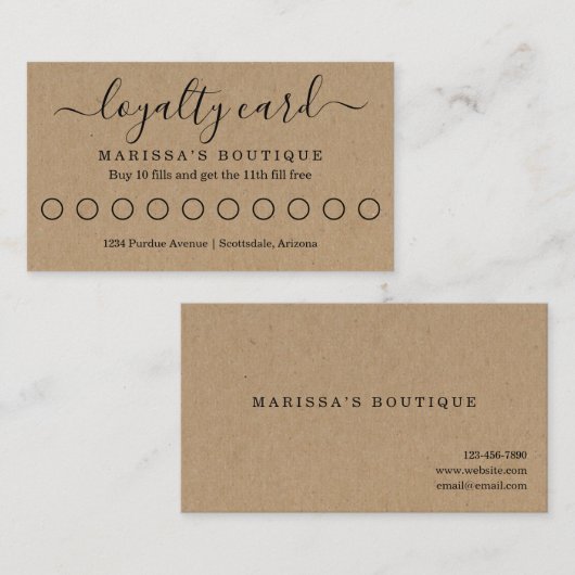 Business Loyalty Kaart / Reward Punch Kaart Visitekaartje (Voorkant / Achterkant)