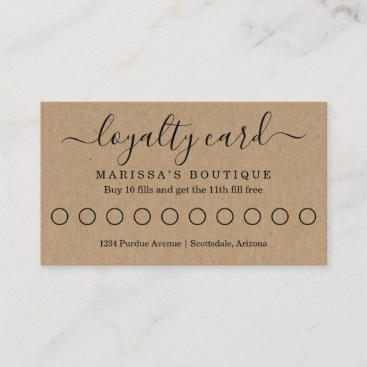 Business Loyalty Kaart / Reward Punch Kaart Visitekaartje (Voorkant)