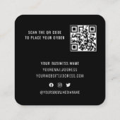 Business Loyalty Promo Elegant QR Code Black White Kortingskaartje (Achterkant)