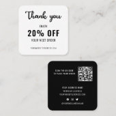Business Loyalty Promo Elegant QR Code Black White Kortingskaartje (Voorkant / Achterkant)
