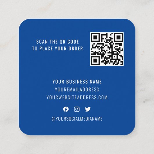 Business Loyalty Promo Elegant QR Code Blue White Kortingskaartje (Achterkant)