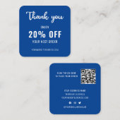 Business Loyalty Promo Elegant QR Code Blue White Kortingskaartje (Voorkant / Achterkant)