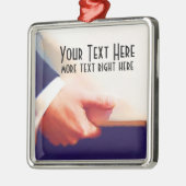 Business Man Holding-laptop of -planner Metalen Ornament (Links)