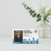 Business Man in Suit | City Skyline Visitekaartje (Staand voorkant)