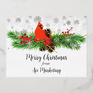 Business Merry Kerstkardinaal Folie Feestdagen Briefkaart