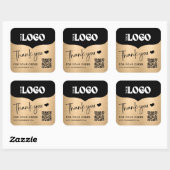 Business Metallic Gold Logo QR Code Dank u Vierkante Sticker (Vel)