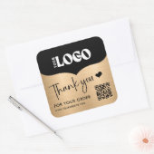 Business Metallic Gold Logo QR Code Dank u Vierkante Sticker (Envelop)