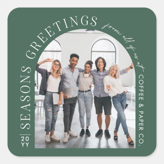Business Modern Arch Foto Kerst groen Vierkante Sticker (Voorkant)