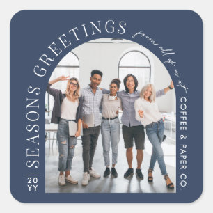 Business Modern Arch Foto Kerst marine blauw Vierkante Sticker