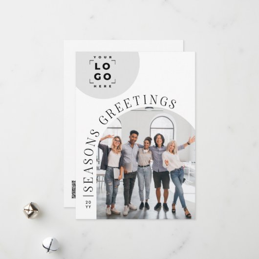 Business Modern Arch Foto Kerstvakantie Kaart (Voorkant / Achterkant in situ)