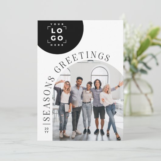 Business Modern Arch Foto Kerstvakantie Kaart (Staand voorkant)