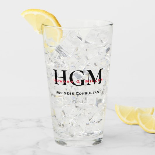 Business Modern Black Red 3 Letter Monogram Logo Glas (Voorkant ijs)