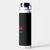Business Modern Black Red 3 Letter Monogram Logo Waterfles (Achterkant)