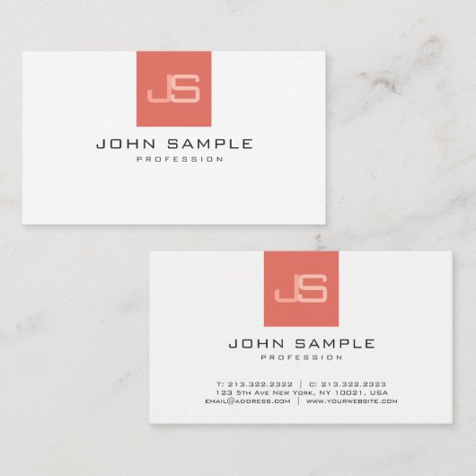 Business Modern Monogram Elegant Sjabloon Visitekaartje (Voorkant / Achterkant)