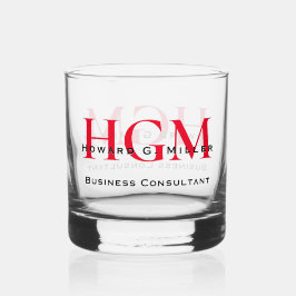 Business Modern Red Black 3 Letter Monogram Logo Whisky Glas