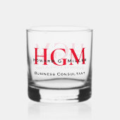 Business Modern Red Black 3 Letter Monogram Logo Whisky Glas (Achterkant)