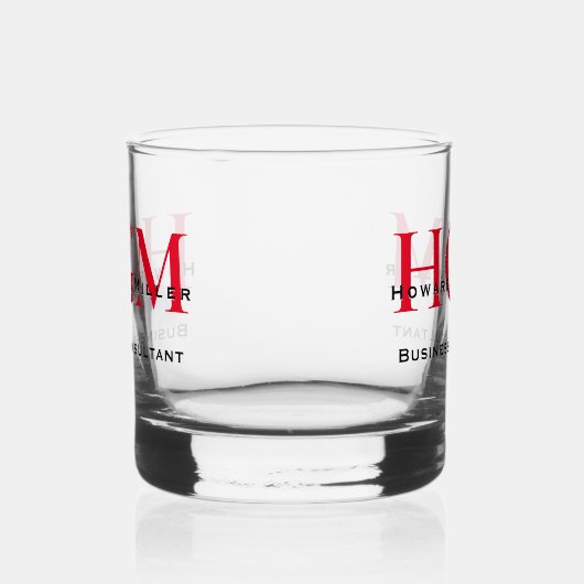 Business Modern Red Black 3 Letter Monogram Logo Whisky Glas (Links)