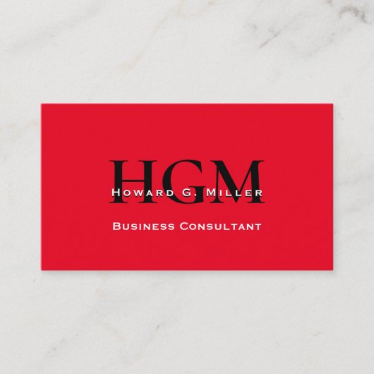 Business Modern Red Monogram Logo Visitekaartje (Voorkant)
