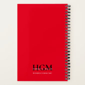 Business Moderne Simple Monogram Logo Red Black Notitieboek (Achterkant)