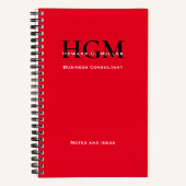 Business Moderne Simple Monogram Logo Red Black Notitieboek (Voorkant)